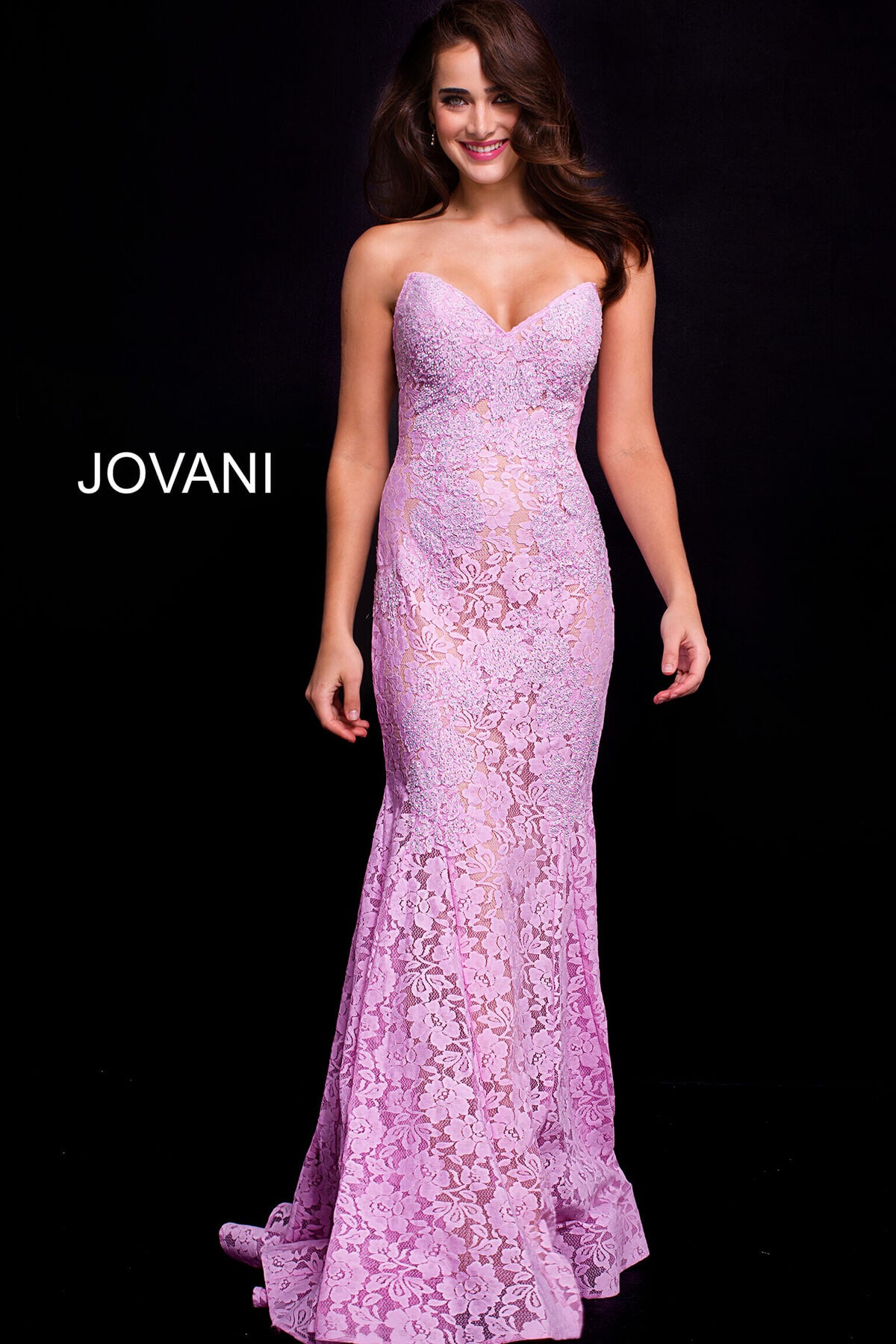 Fitted Strapless Lace Formal Dress By Jovani -37334