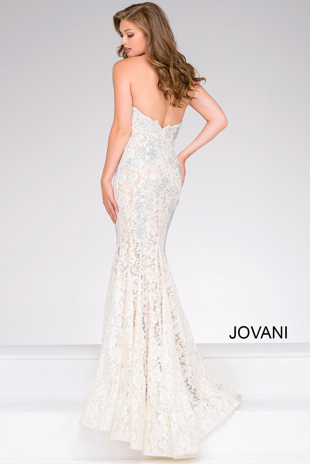 Fitted Strapless Lace Formal Dress By Jovani -37334