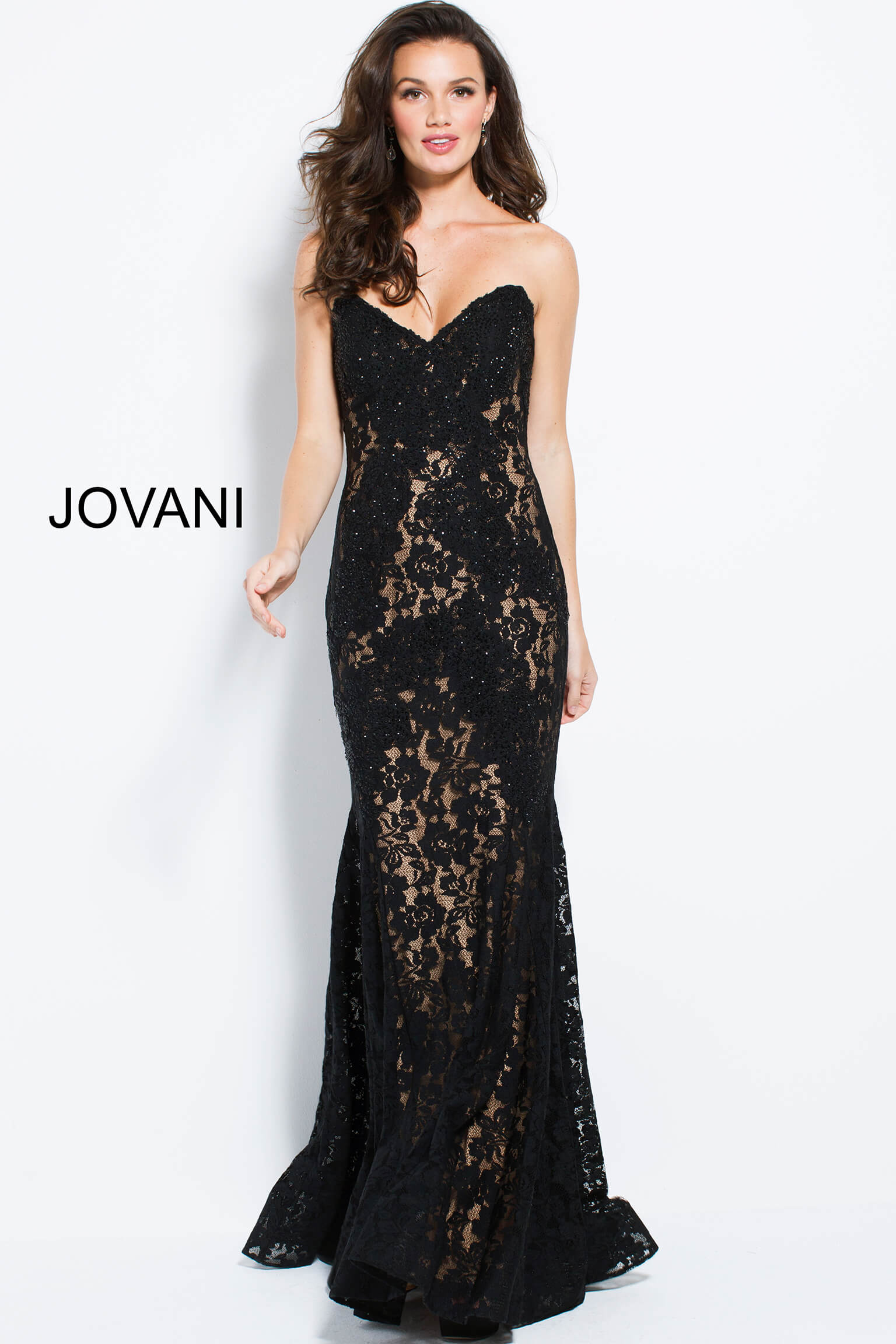 Fitted Strapless Lace Formal Dress By Jovani -37334