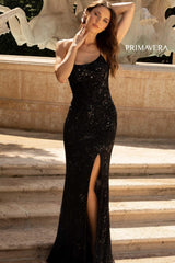 Sequin Scoop Neckline Long Gown By Primavera Couture -3737