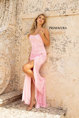Sequin Scoop Neckline Long Gown By Primavera Couture -3737
