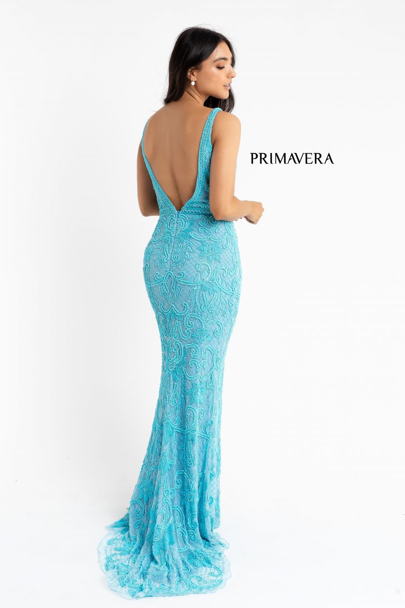 Beaded Strap Sleeveless Gown By Primavera Couture -3745