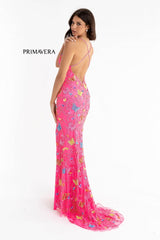 Plunging V Neckline Long Butterfly Gown By Primavera Couture -3748
