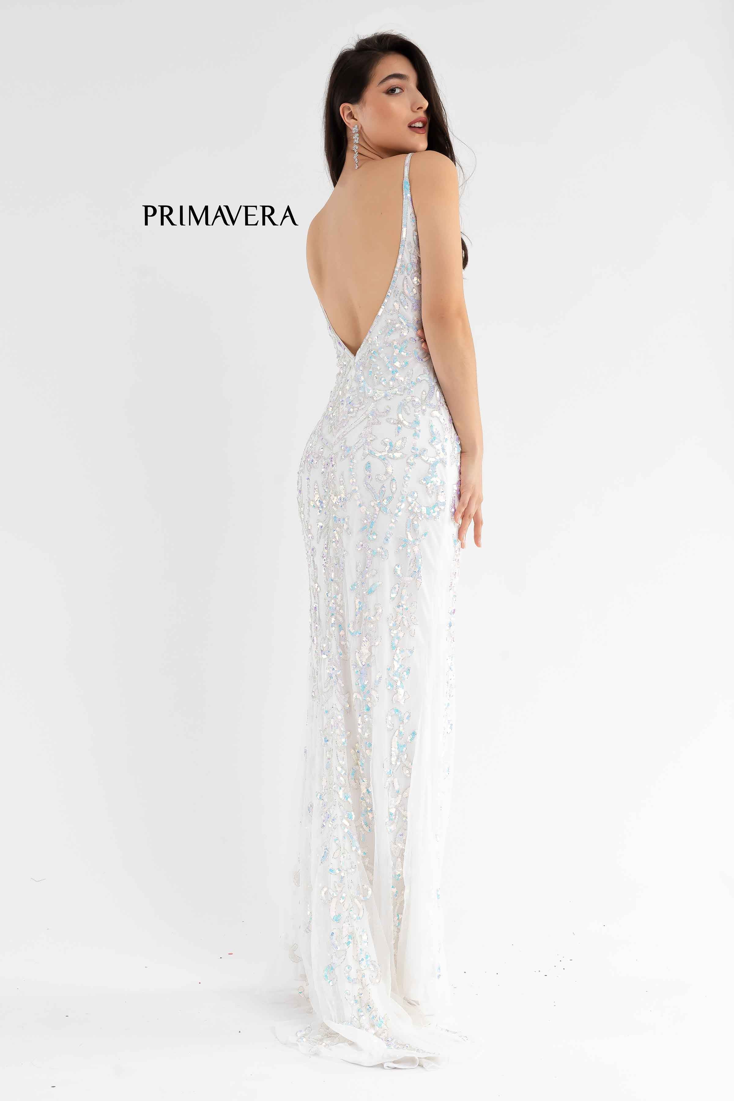 Sequin V-Neck Open Back Gown By Primavera Couture -3749