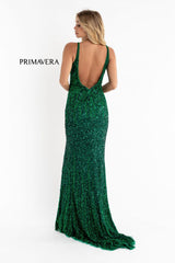 Sequin Plunging V-Neck Gown By Primavera Couture -3751