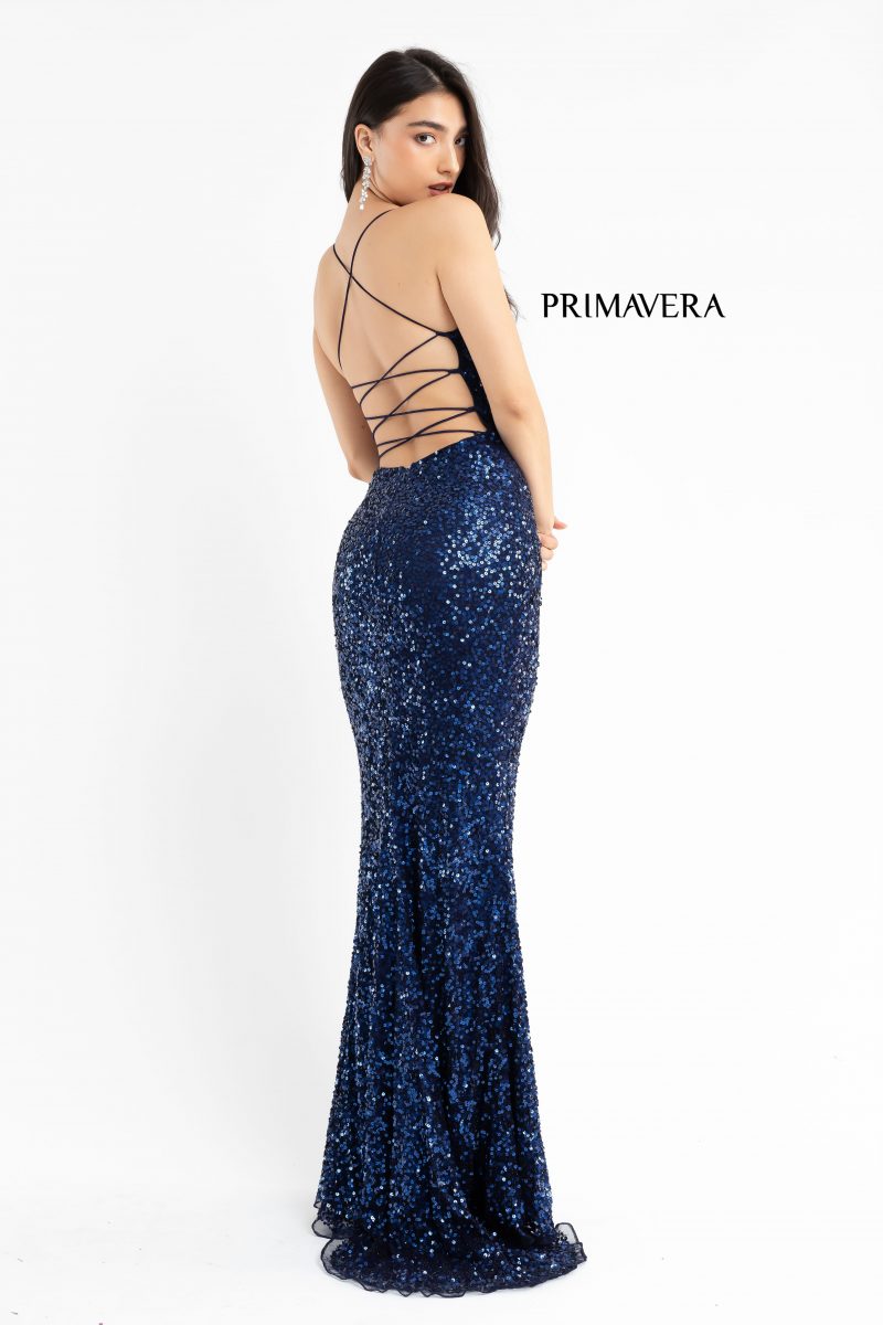 Fully Sequined Strappy Back Long Gown By Primavera Couture -3758