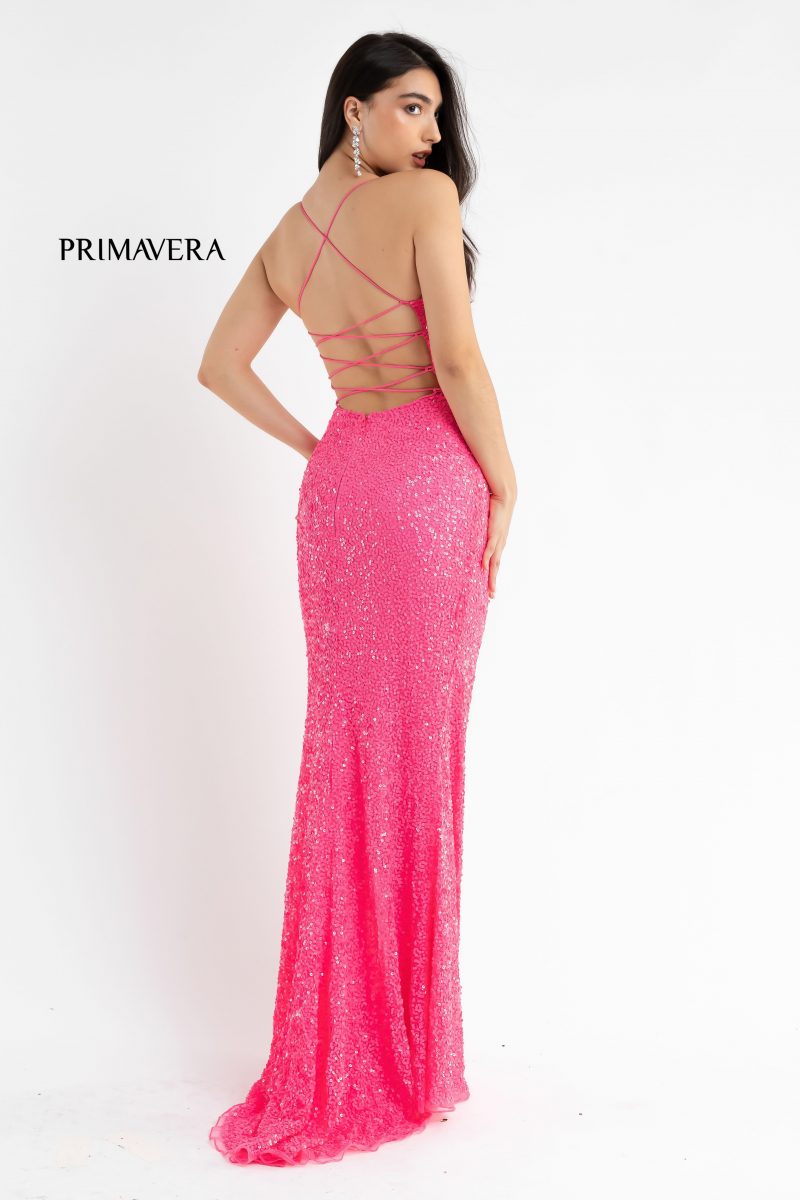 Fully Sequined Strappy Back Long Gown By Primavera Couture -3758