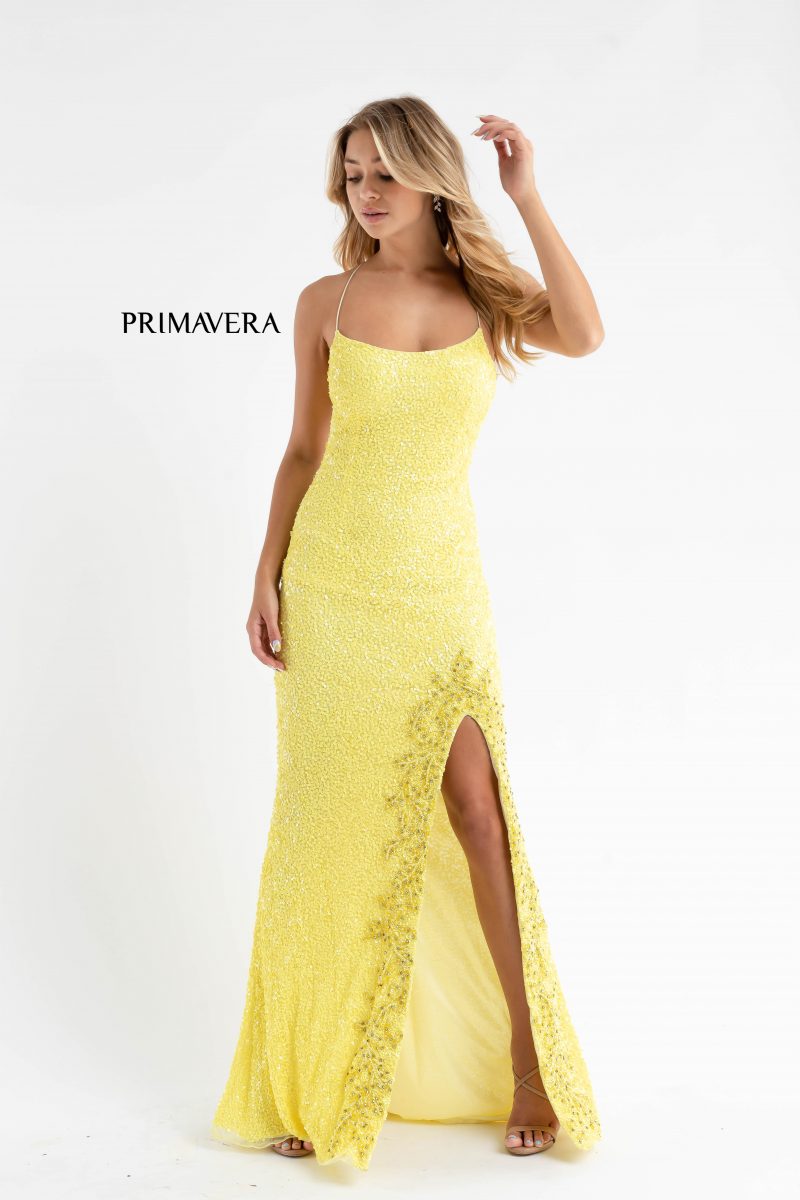 Fully Sequined Strappy Back Long Gown By Primavera Couture -3758