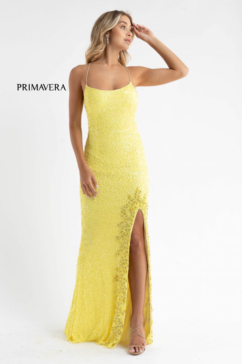 Fully Sequined Strappy Back Long Gown By Primavera Couture -3758