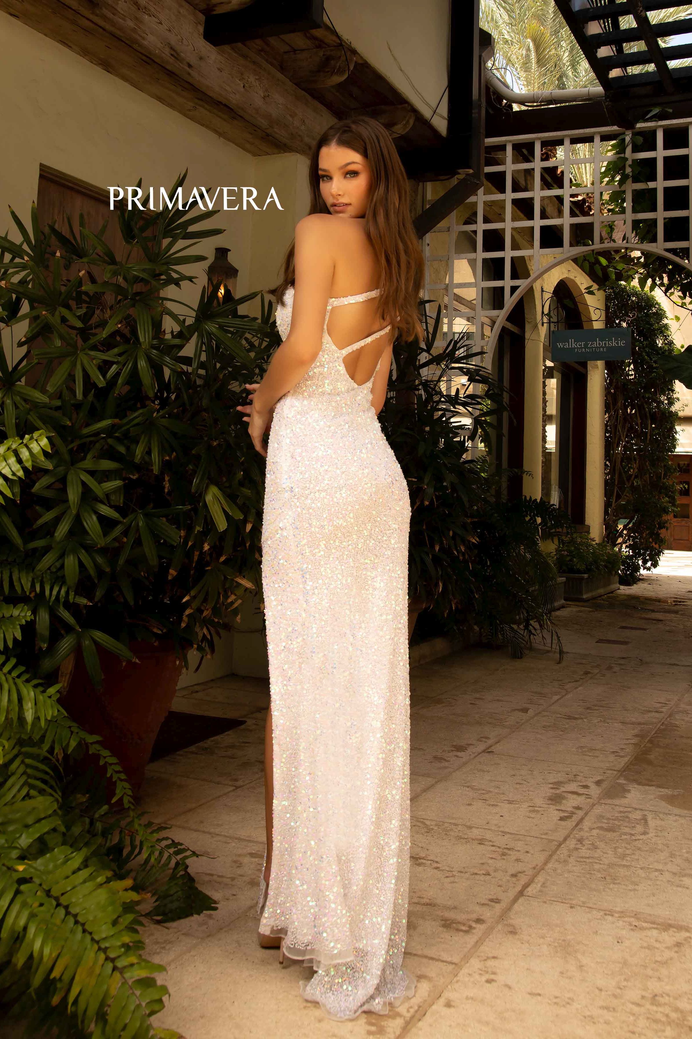 Asymmetrical Sequin Double Strap Dress By Primavera Couture -3761