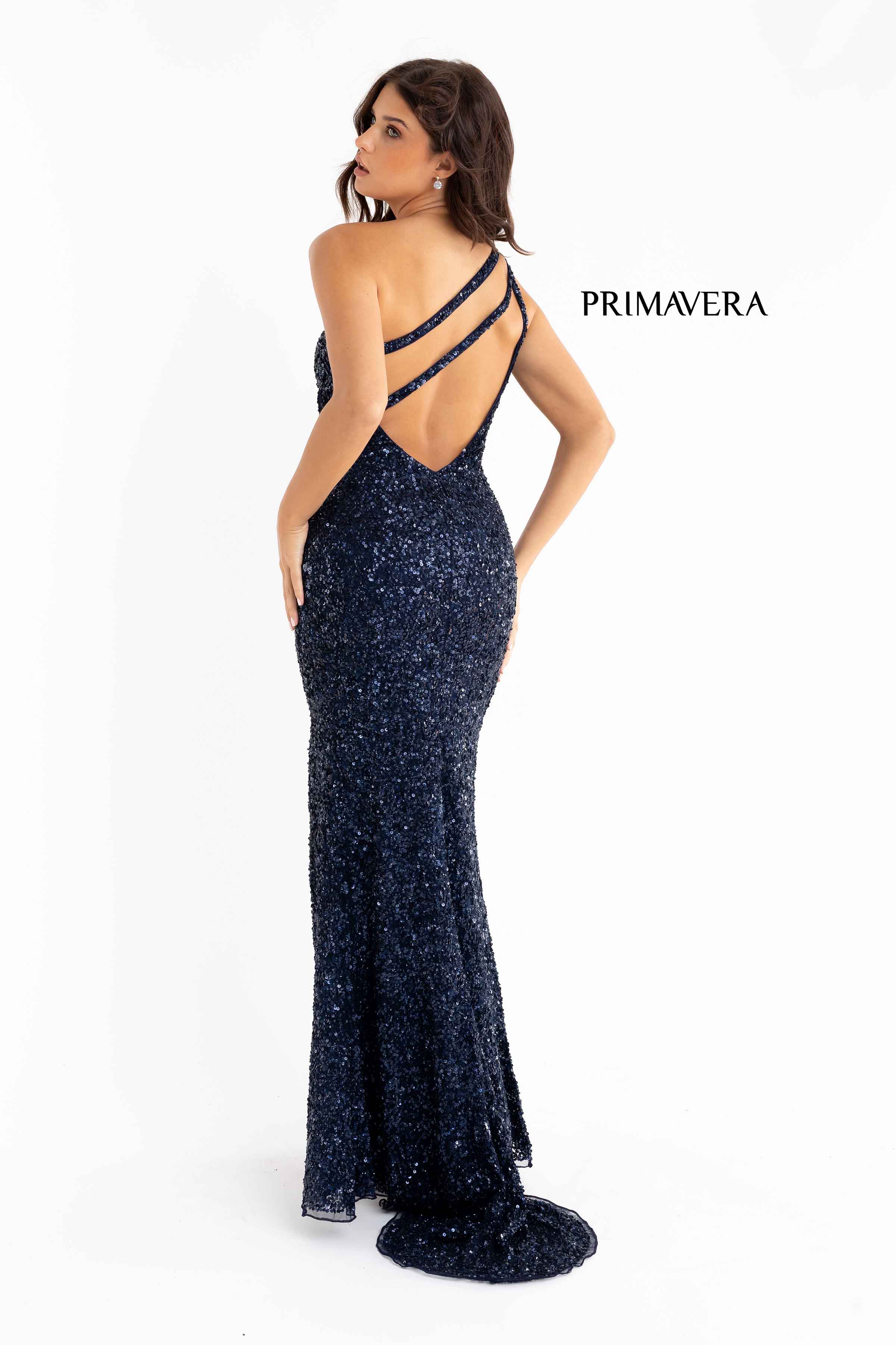 Asymmetrical Sequin Double Strap Dress By Primavera Couture -3761