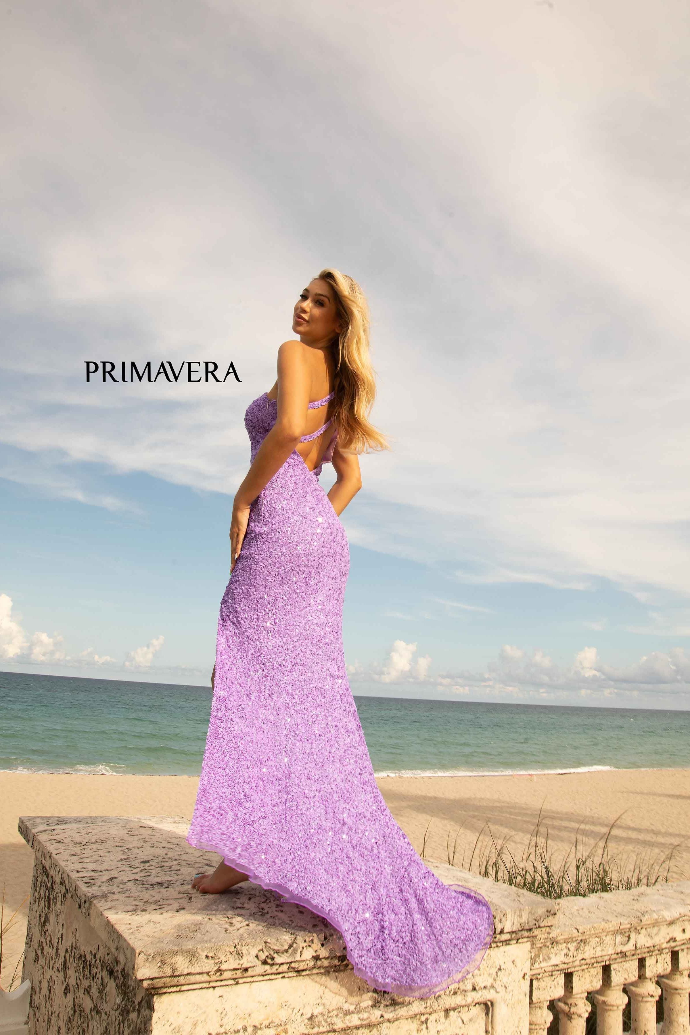 Asymmetrical Sequin Double Strap Dress By Primavera Couture -3761