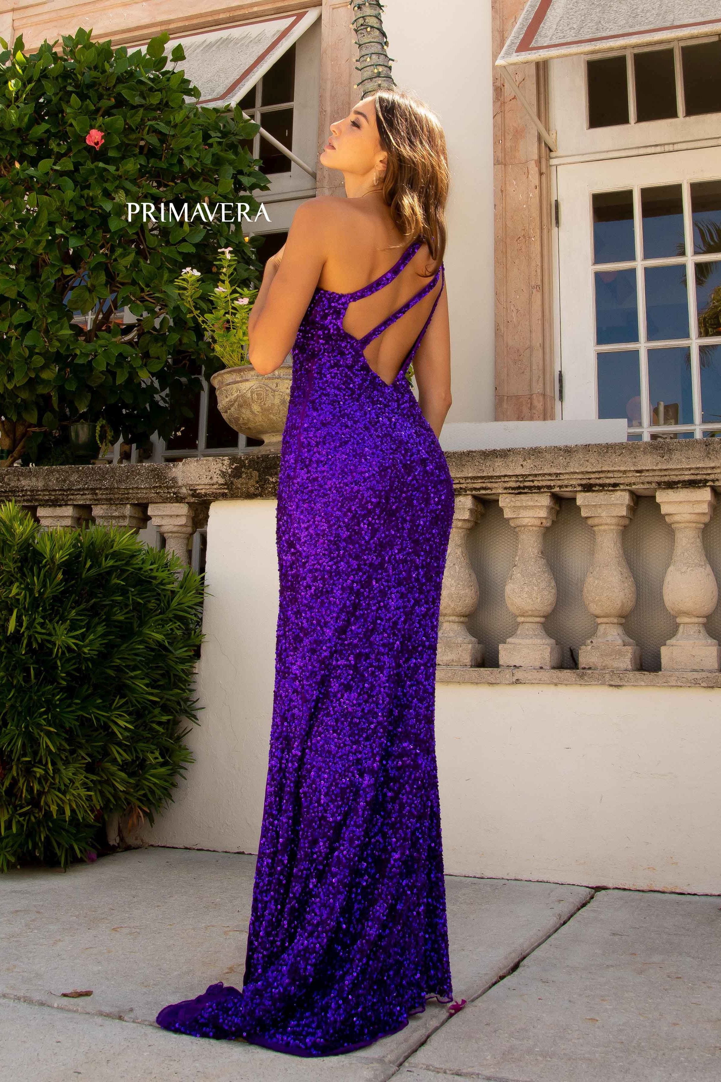 Asymmetrical Sequin Double Strap Dress By Primavera Couture -3761