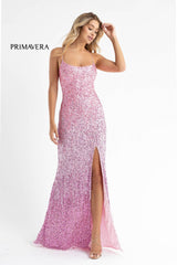 Sequined Spaghetti Strap Lace Up Prom Dress by Primavera Couture -3769