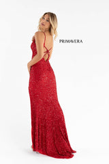 High Slit Sleeveless Sequin Dress 01 By Primavera Couture -3792