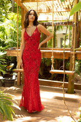 Deep V-Neck Evening Gown 01 By Primavera Couture -3793