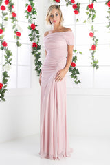 Ruched Long Short Sleeve Dress by Cinderella Divine -3813
