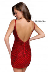 Beaded Cocktail V-Neck Dress By Primavera Couture -3815