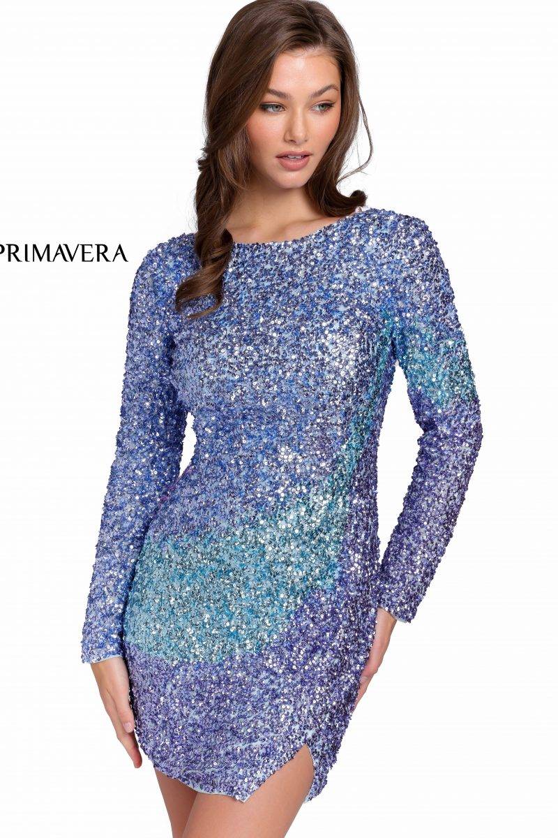 High-Neck Ombre Cocktail Dress By Primavera Couture -3819