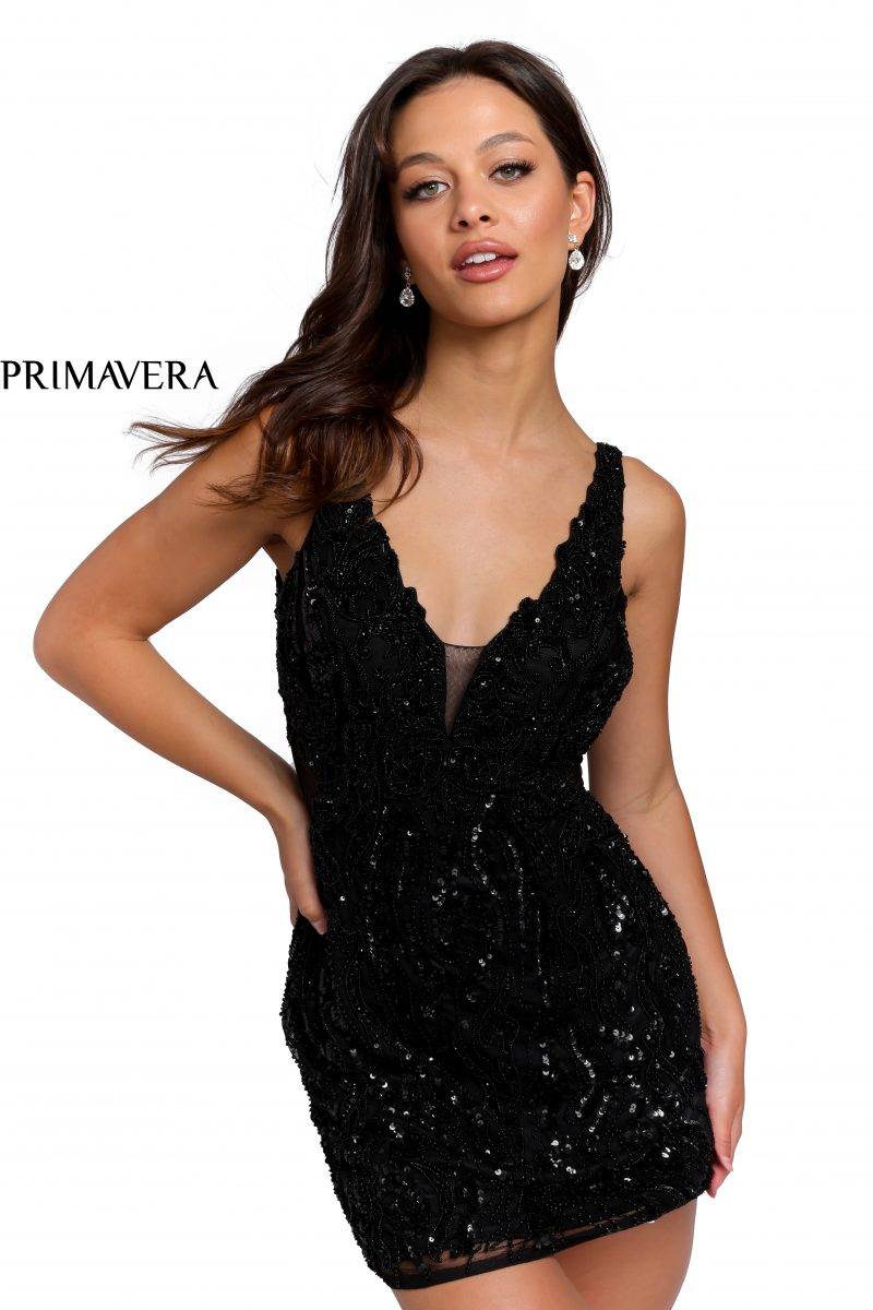 Embroidered Beaded Cocktail Dress By Primavera Couture -3822