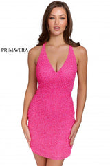 Cocktail Strappy Back Sequined Dress By Primavera Couture -3824