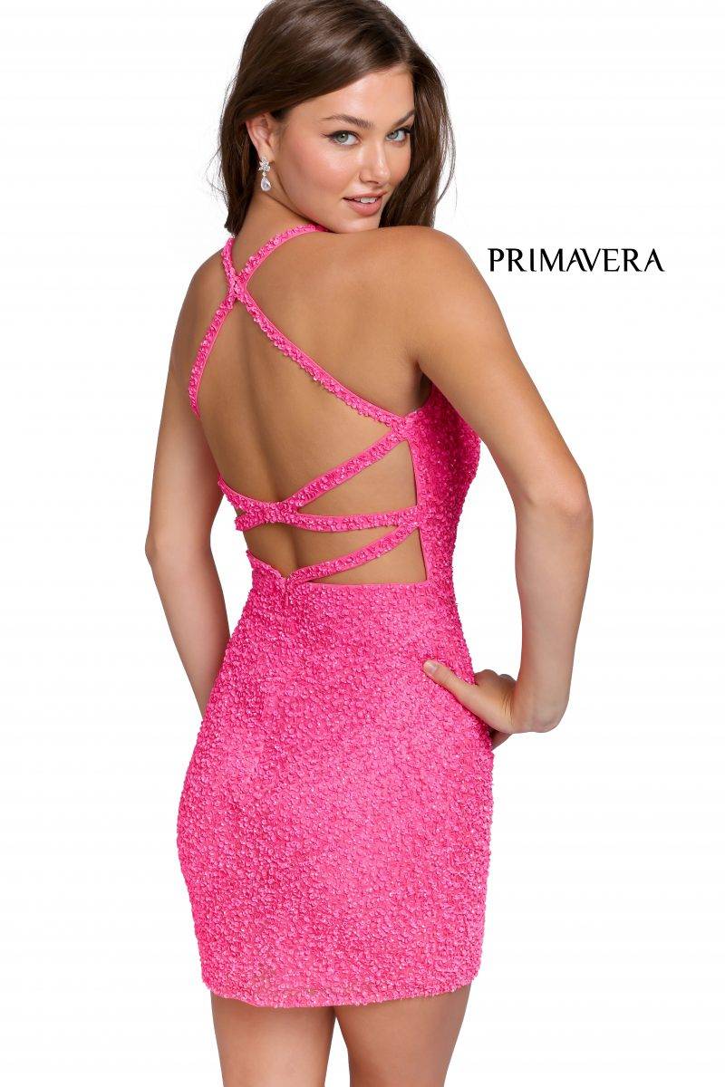 Cocktail Strappy Back Sequined Dress By Primavera Couture -3824