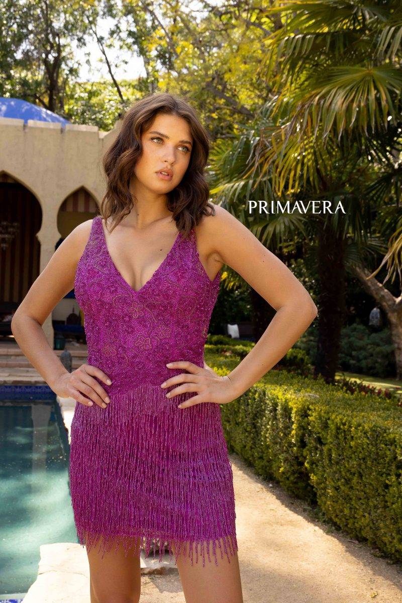 Beaded Skirt Cocktail Dress by Primavera Couture -3828