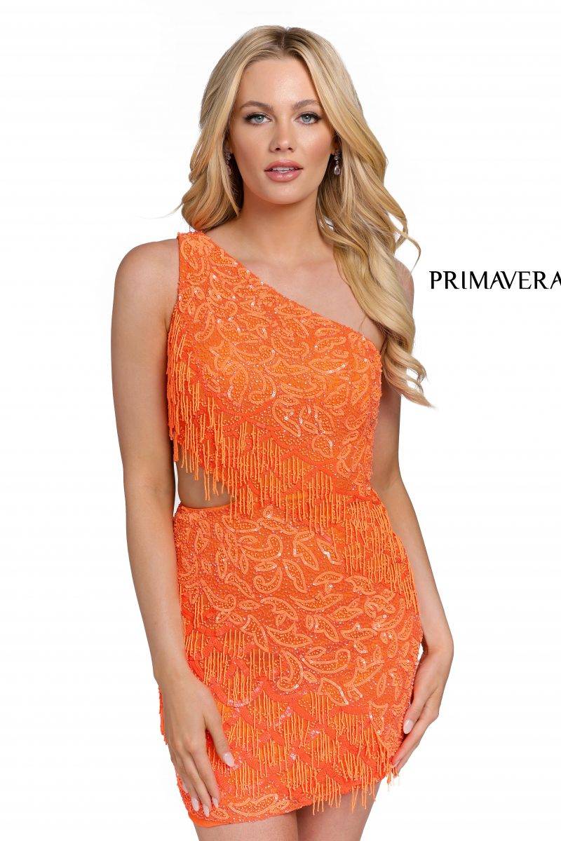 Asymmetric Neck Cutout Cocktail Dress By Primavera Couture -3836