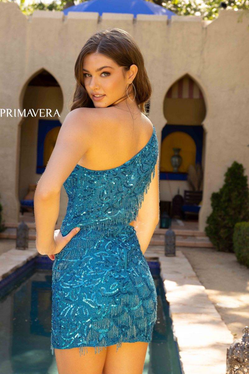 Asymmetric Neck Cutout Cocktail Dress By Primavera Couture -3836