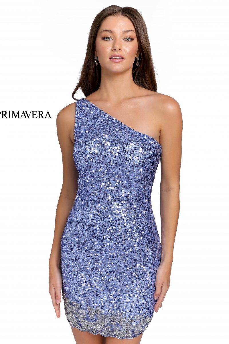 Asymmetrical Sequin Cocktail Dress By Primavera Couture -3846