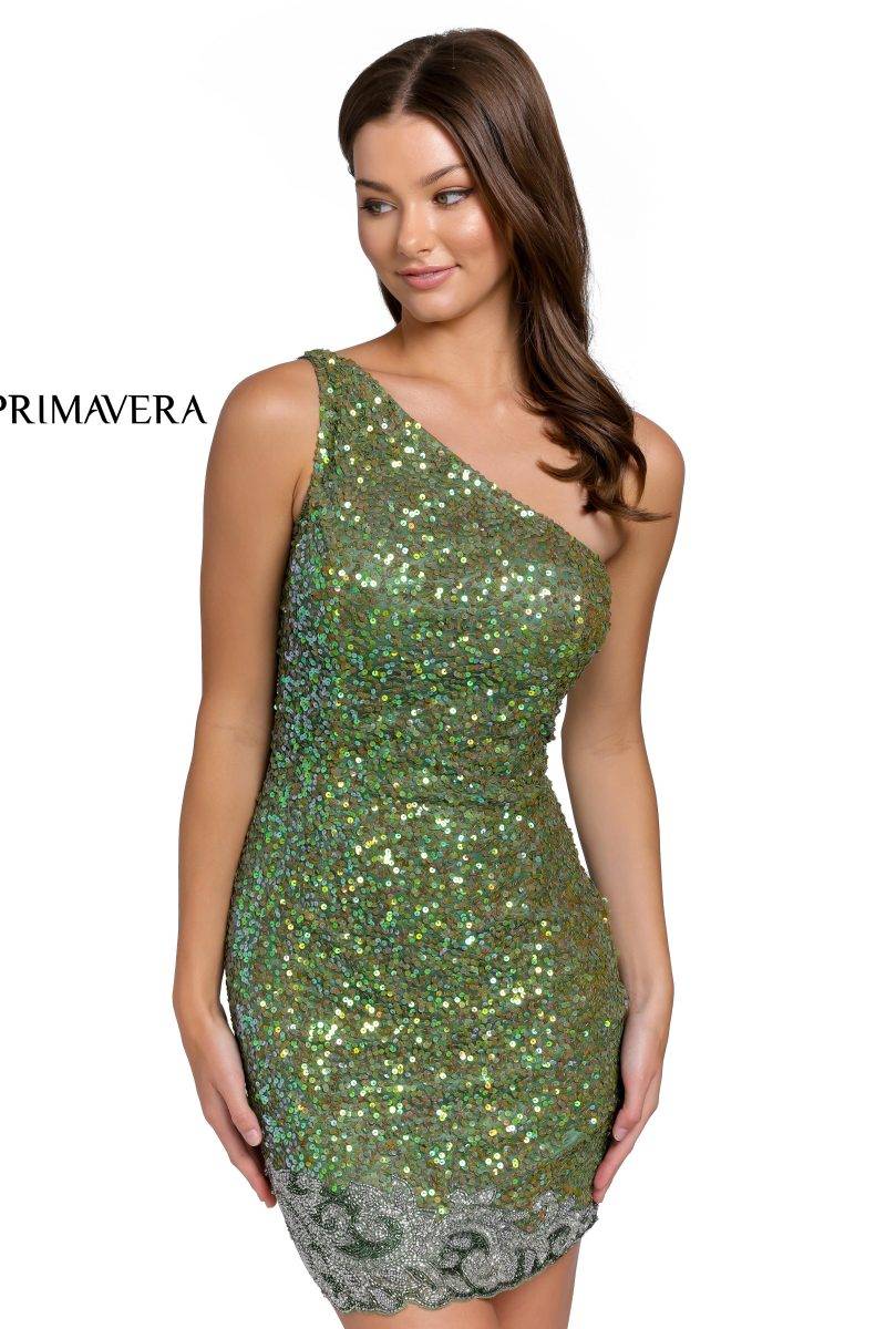 Asymmetrical Sequin Cocktail Dress By Primavera Couture -3846