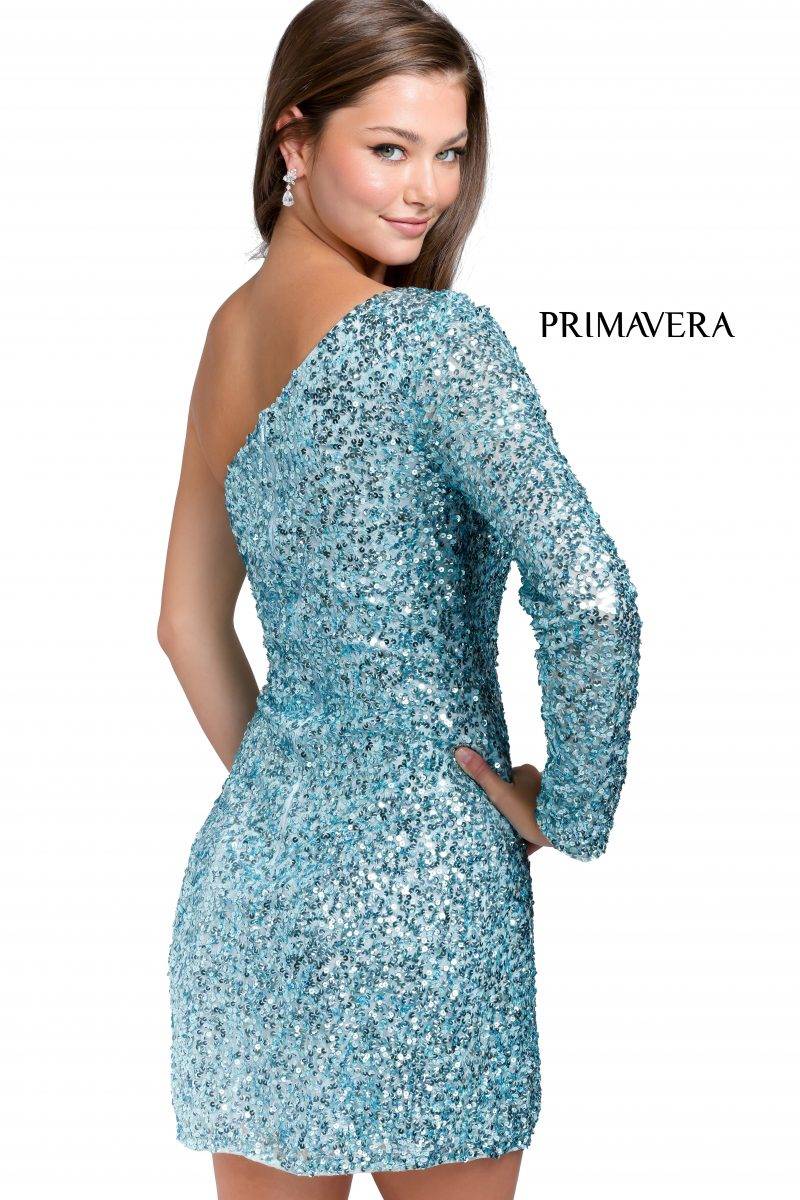 One Sleeved Sequin Cocktail Dress By Primavera Couture -3860