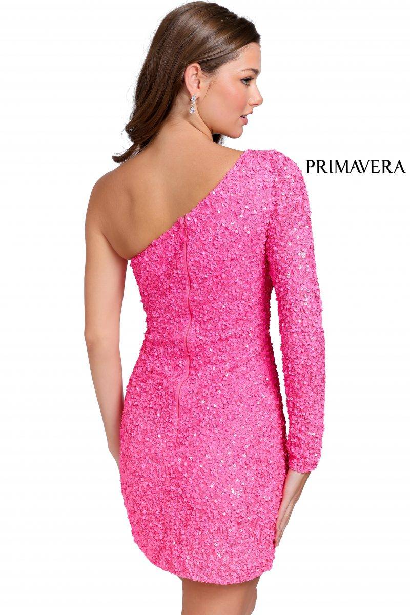 One Sleeved Sequin Cocktail Dress By Primavera Couture -3860