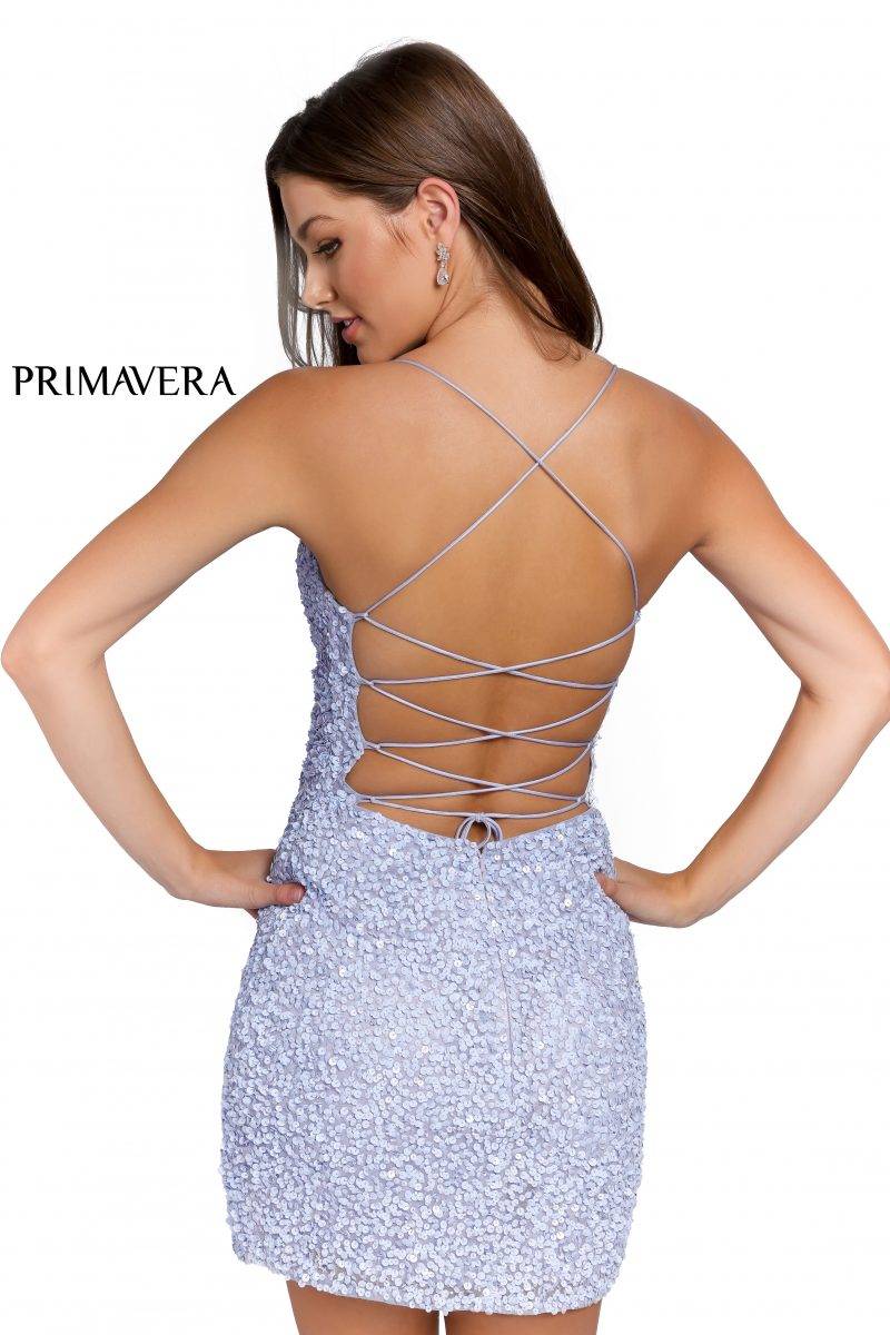 V-Neck Side Slit Cocktail Dress 01 By Primavera Couture -3891