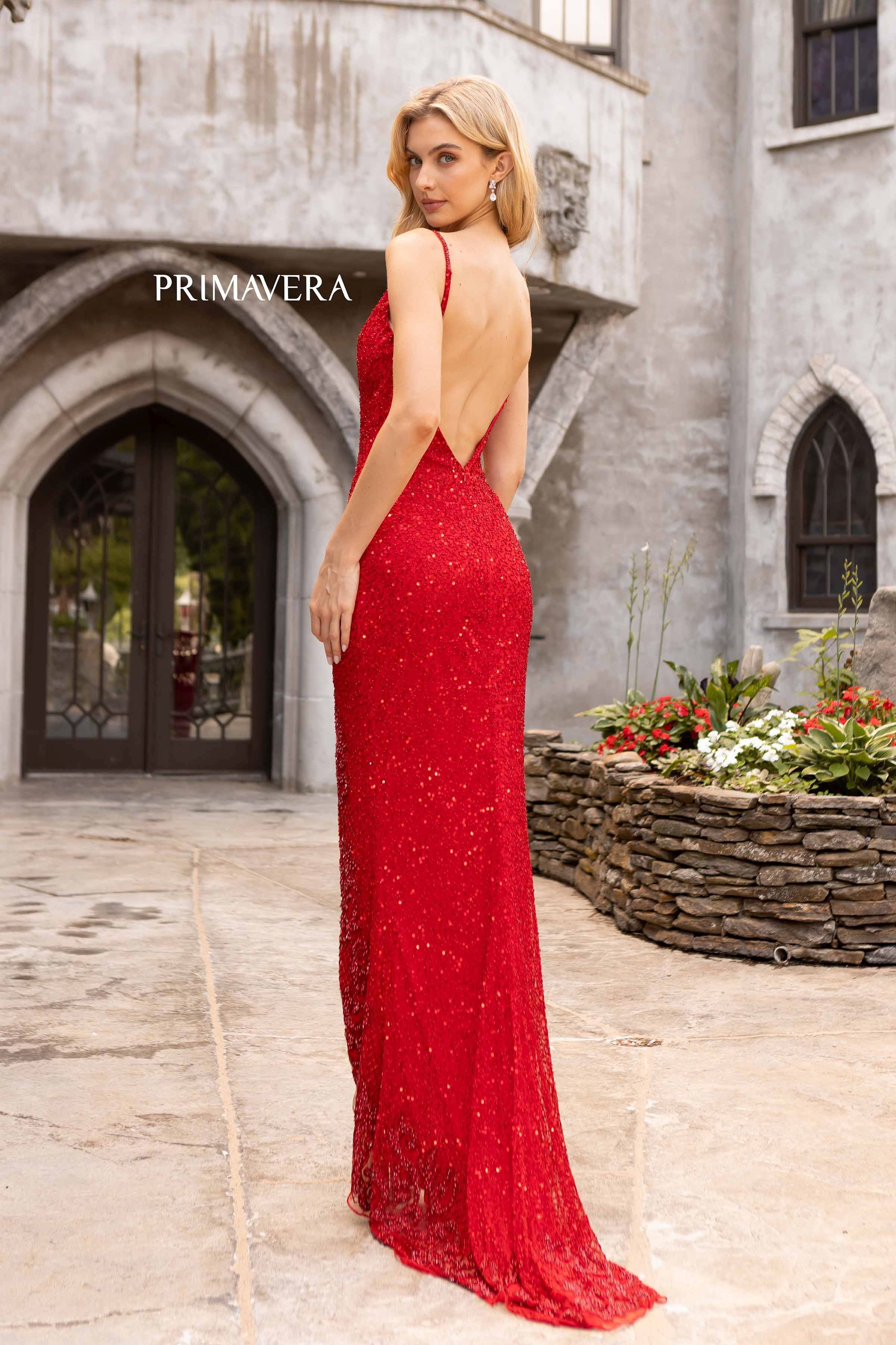 Beaded V Neckline Prom Dress By Primavera Couture -3904