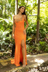 Fitted One Shoulder Full Sequin Dress By Primavera Couture -3906