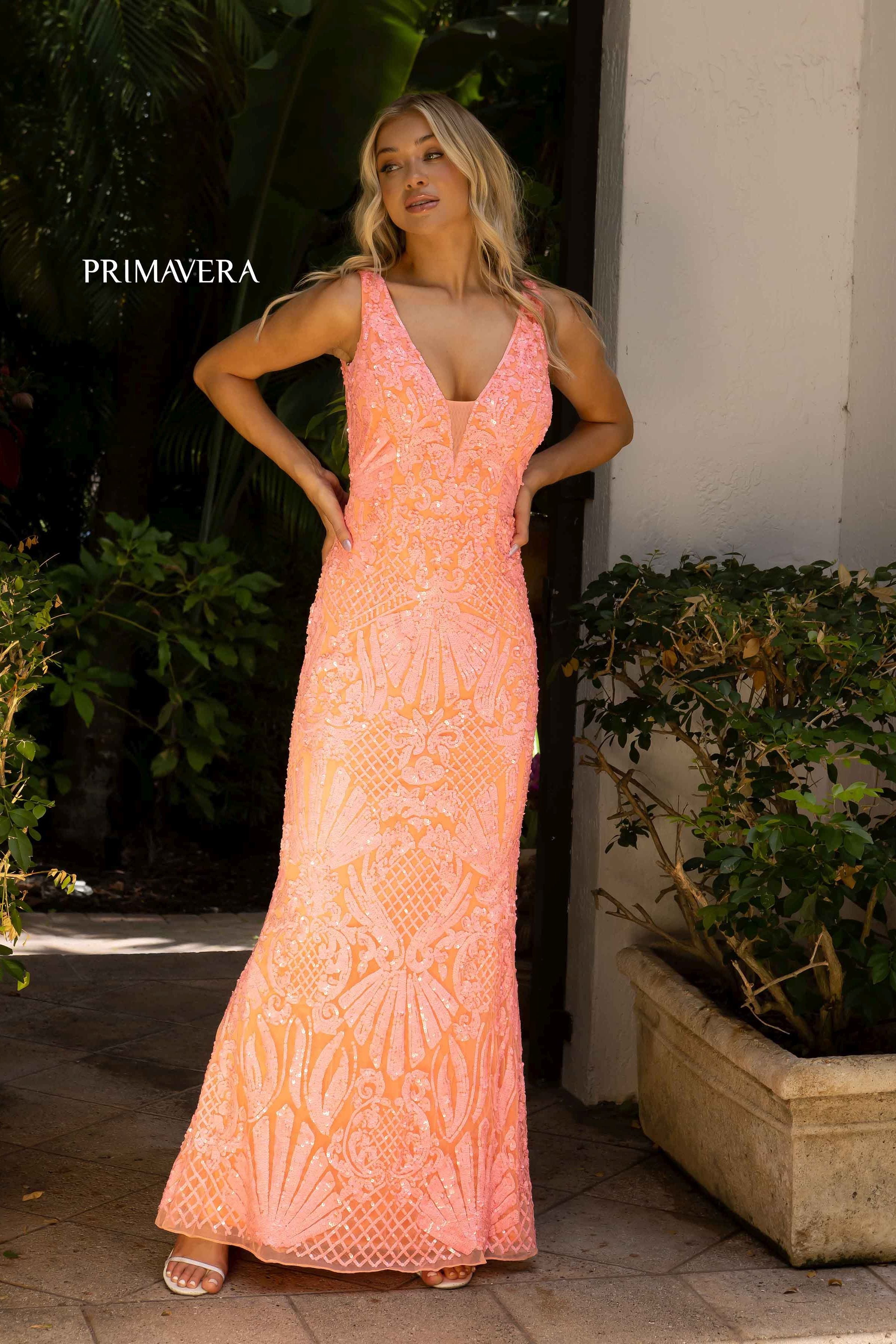 Sequin V-Neck By Primavera Couture -3908