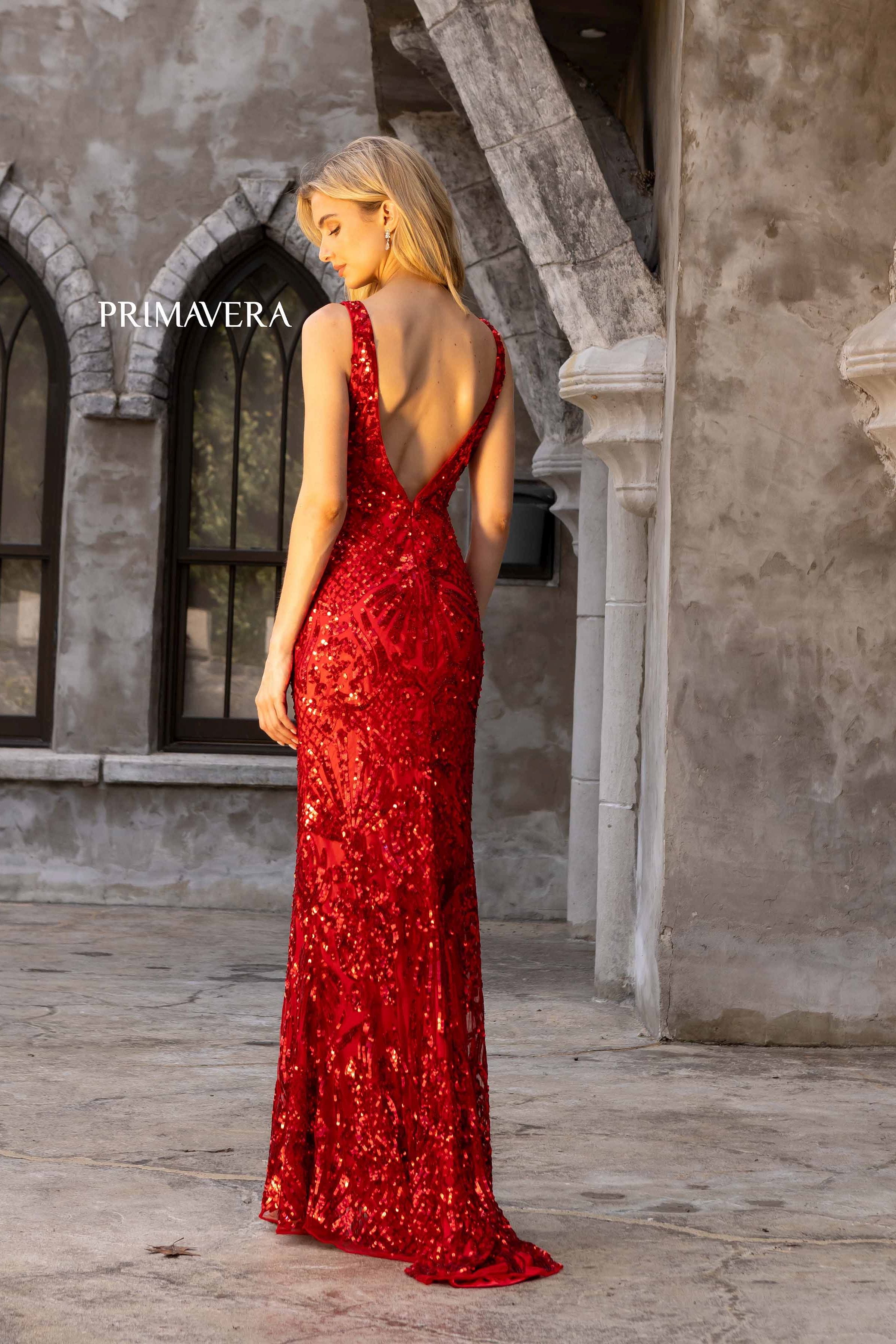 Sequin V-Neck By Primavera Couture -3908