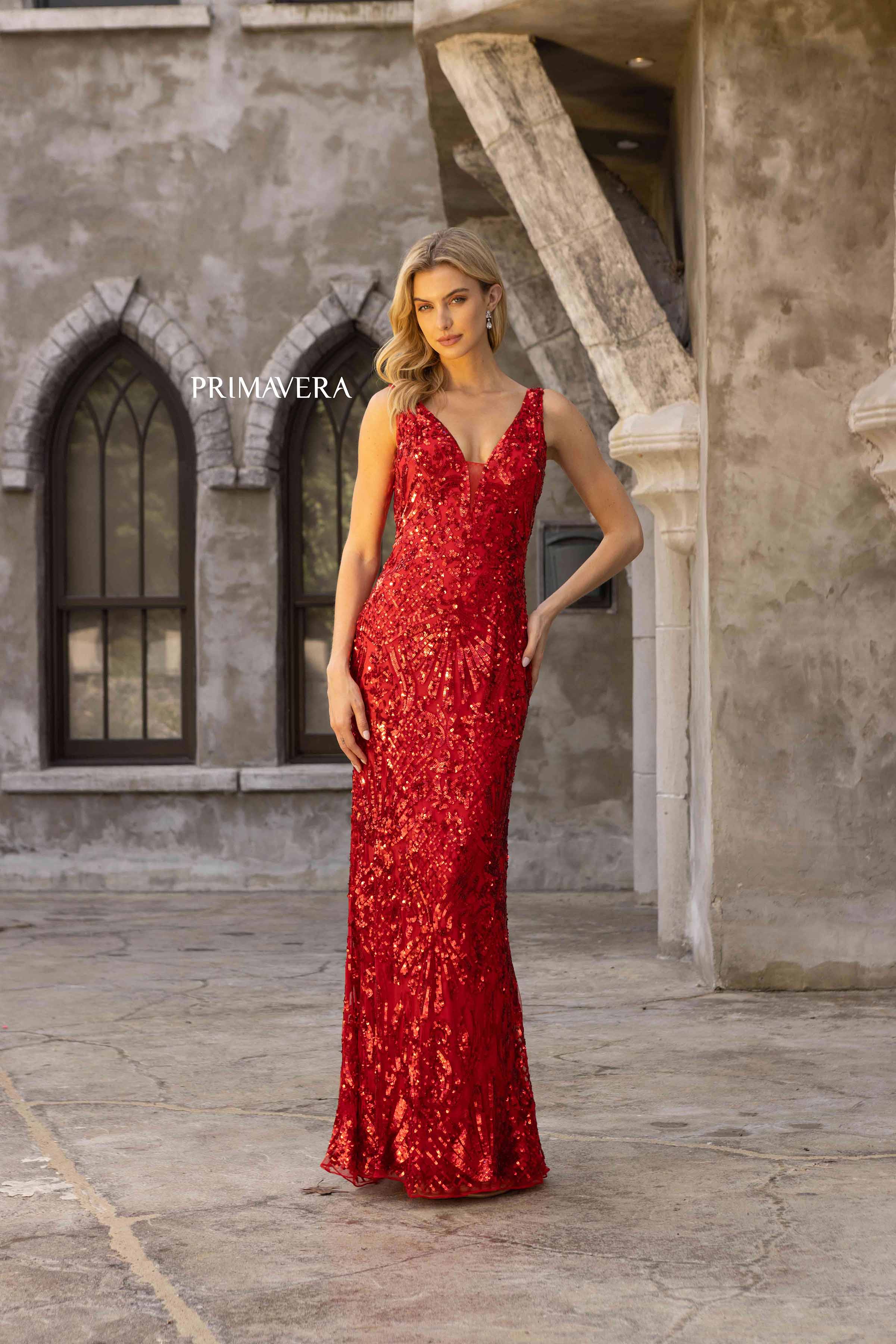 Sequin V-Neck By Primavera Couture -3908