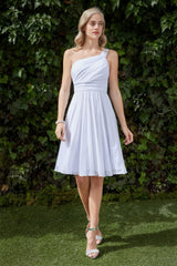 One Shoulder Short Dress With Stretch Net Material And A-Line Skirt-01 by Cinderella Divine -3909