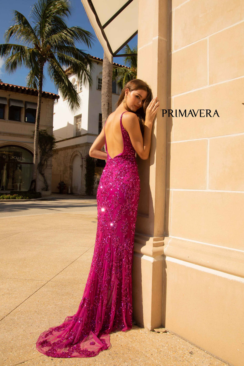 Floral Sequin Prom Dress By Primavera Couture -3913