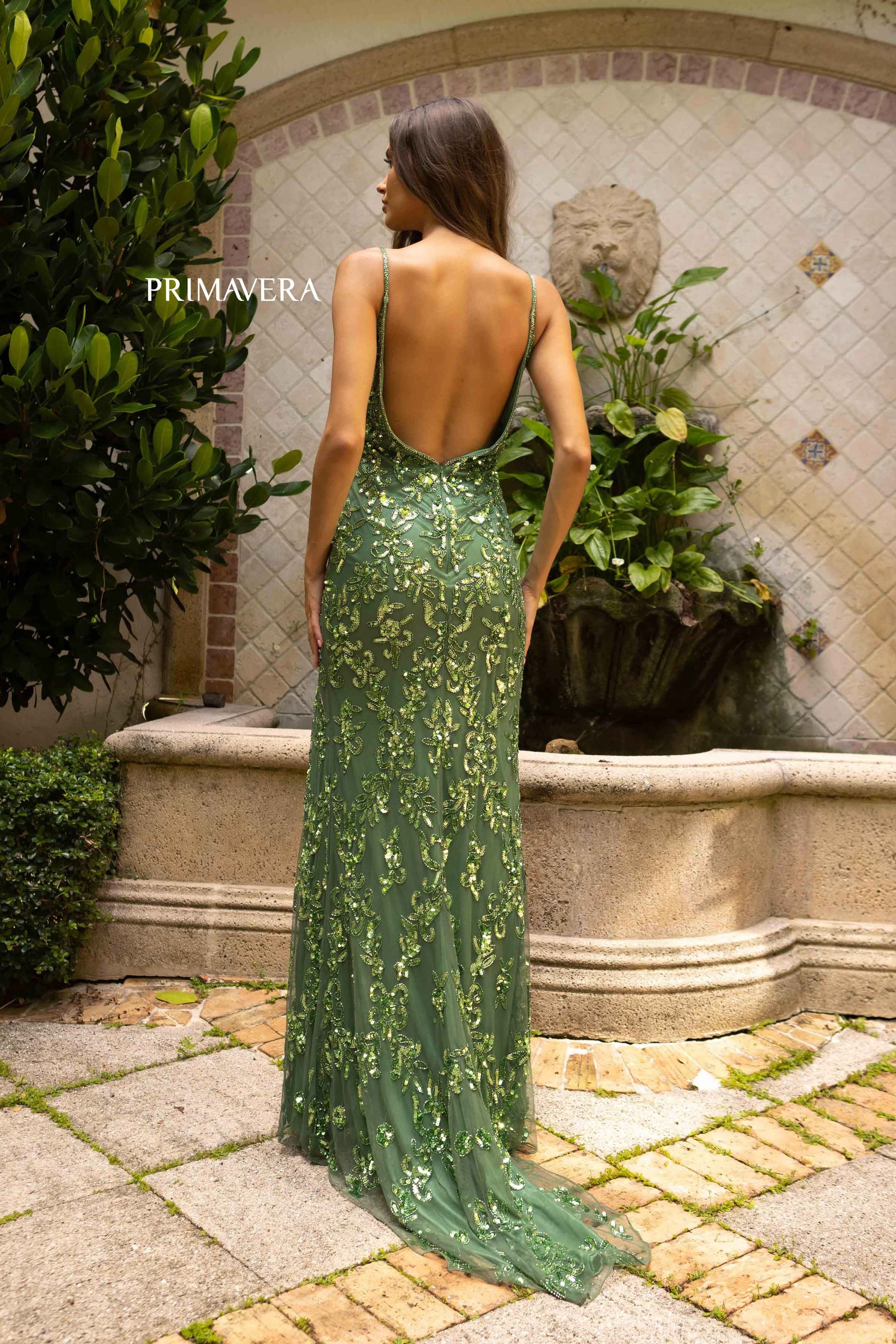 Floral Sequin Prom Dress By Primavera Couture -3913