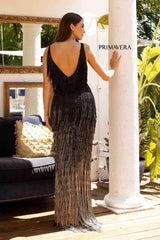 Beaded V-Neck Prom Dress By Primavera Couture -3919