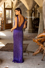 Beaded V-Neck Prom Dress By Primavera Couture -3919