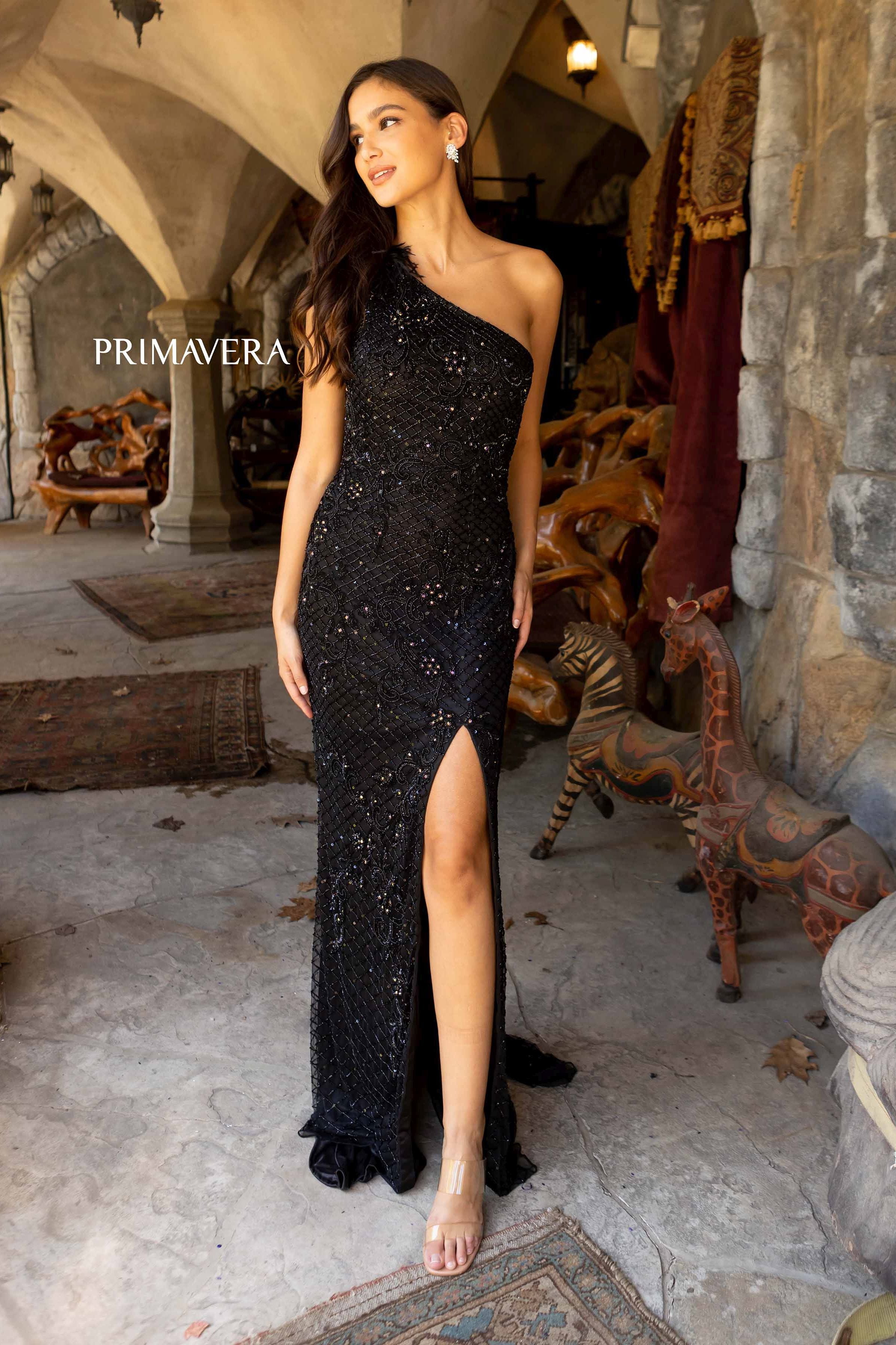 Asymmetrical Sleeve Prom Dress By Primavera Couture -3921