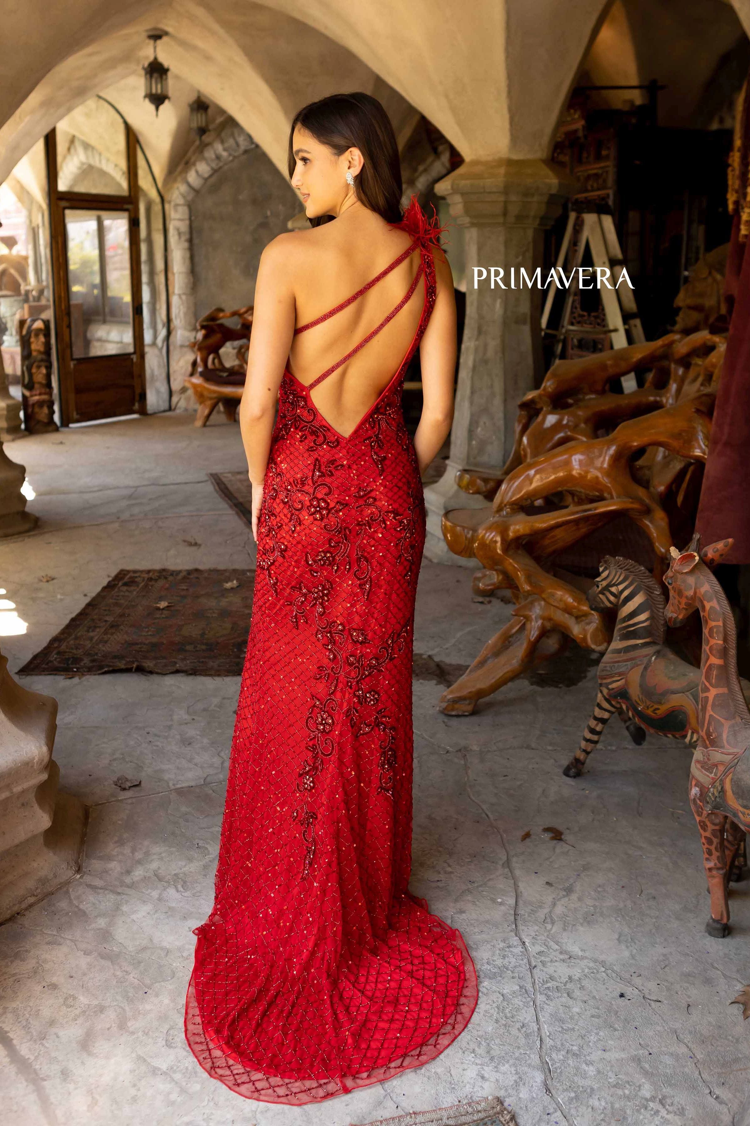 Asymmetrical Sleeve Prom Dress By Primavera Couture -3921