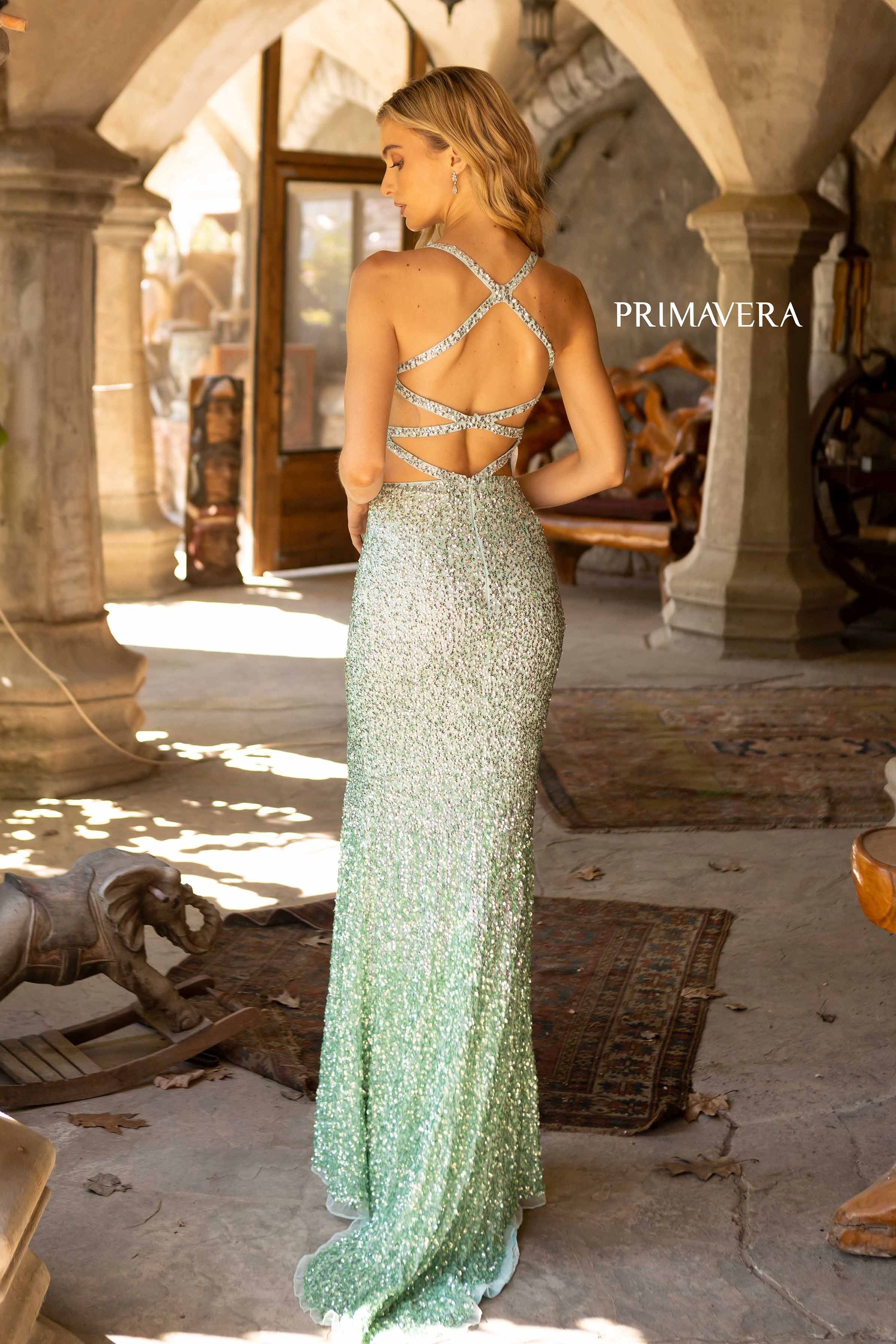 Strappy V-Neck Prom Gown By Primavera Couture -3922