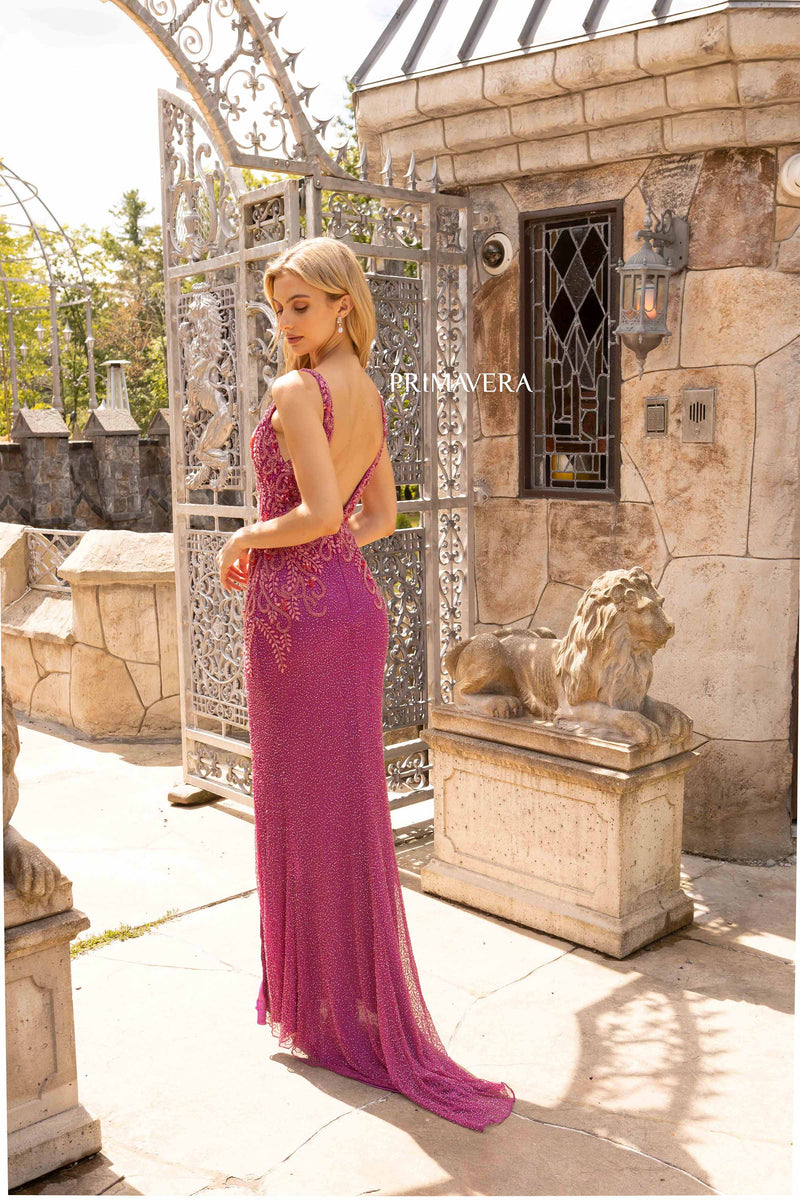 V-Neck Sheath Prom Dress by Primavera Couture -3923