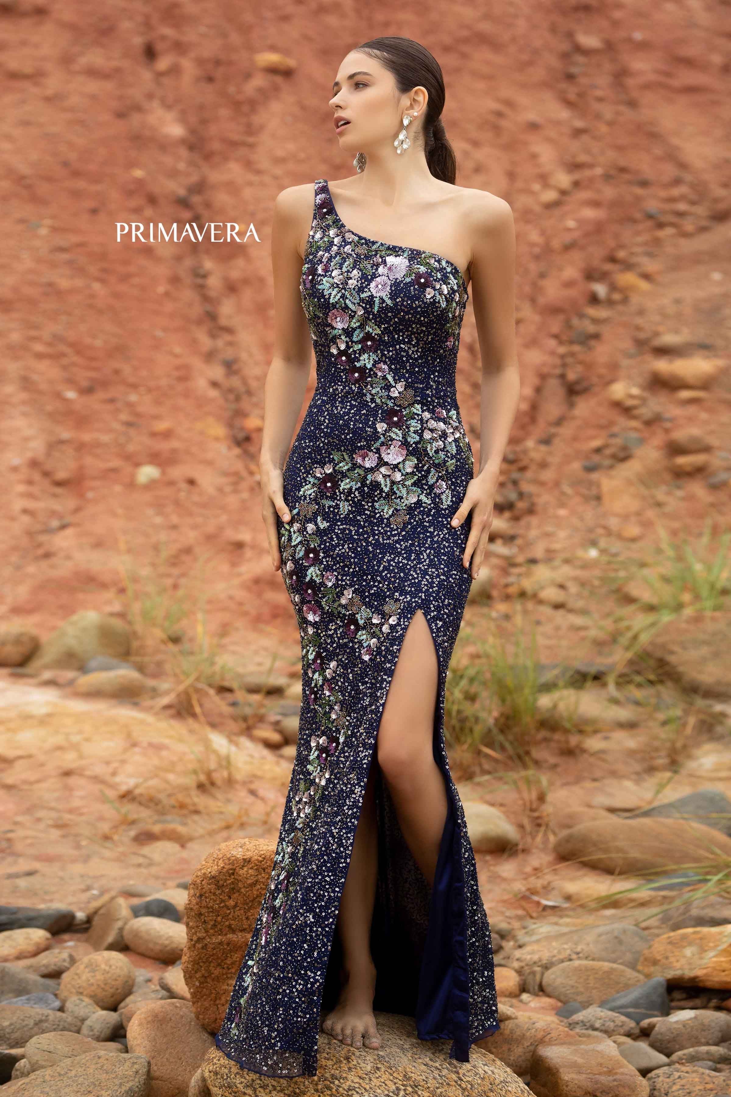 Beaded One Shoulder Prom Gown By Primavera Couture -3928