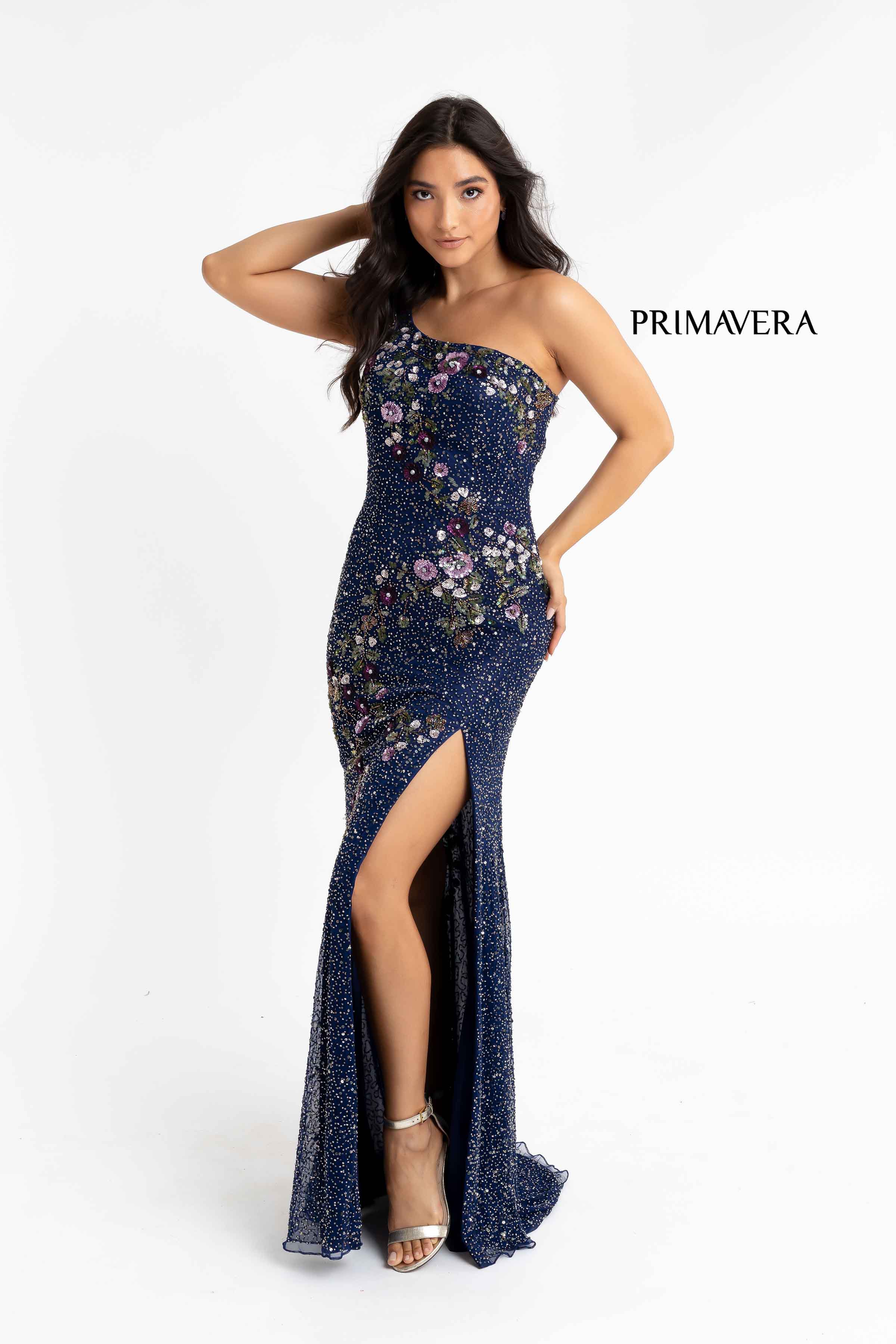 Beaded One Shoulder Prom Gown By Primavera Couture -3928